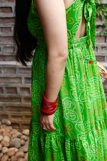 Festive Dresses : Backless Bandhani Dress : Sutli Bomb Dress