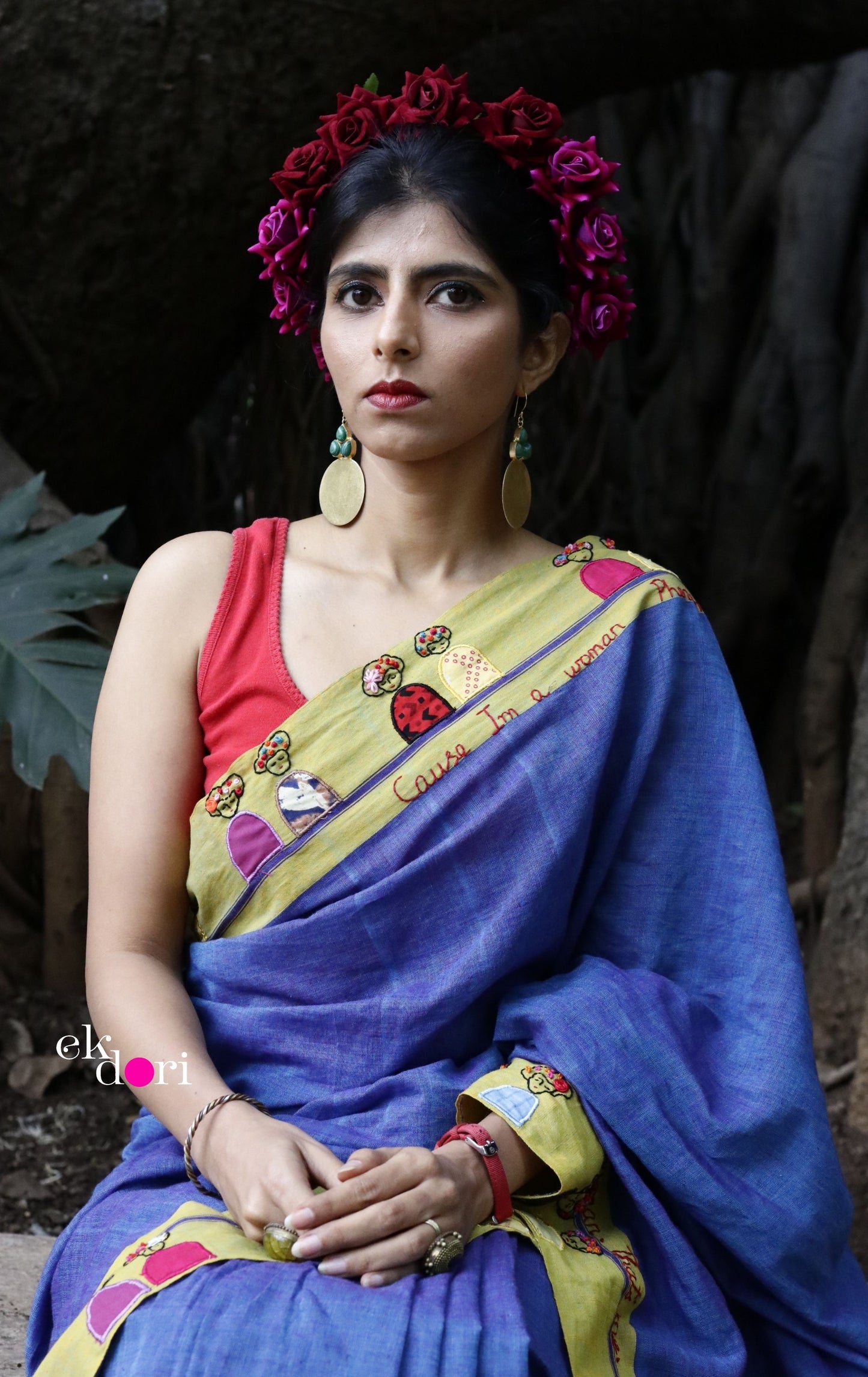 Frida Saree : Buy Cotton Statement Handembroidered Saree