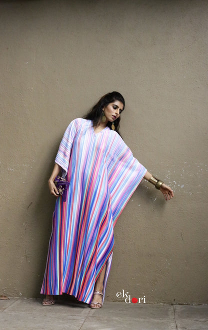 Unicorn Dust Micropleated Kaftan Dress : Statement Micropleated Kaftan Kurta Dress