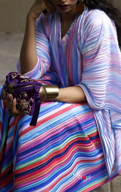 Unicorn Dust Micropleated Kaftan Dress : Statement Micropleated Kaftan Kurta Dress