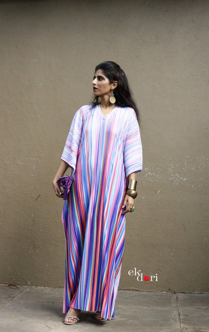 Unicorn Dust Micropleated Kaftan Dress : Statement Micropleated Kaftan Kurta Dress