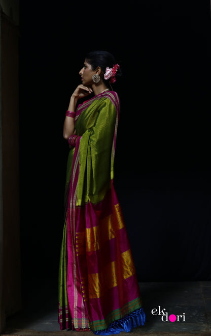 Buy Ilkal Cotton Silk Handloom Saree : Ilkal 'Humble Henna Saree'
