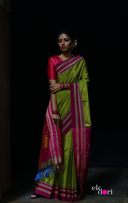 Buy Ilkal Cotton Silk Handloom Saree : Ilkal 'Humble Henna Saree'