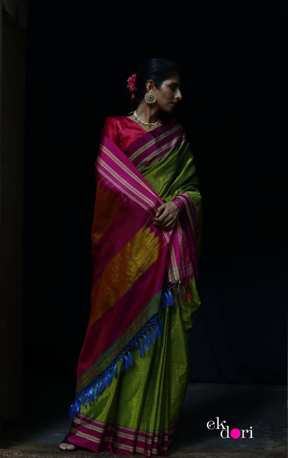 Buy Ilkal Cotton Silk Handloom Saree : Ilkal 'Humble Henna Saree'