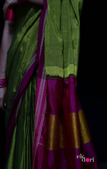 Buy Ilkal Cotton Silk Handloom Saree : Ilkal 'Humble Henna Saree'