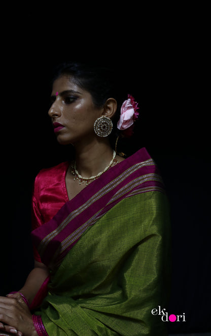Buy Ilkal Cotton Silk Handloom Saree : Ilkal 'Humble Henna Saree'