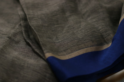 Buy Grey Linen Saree : Moonlit Night Grey Pure Linen Saree