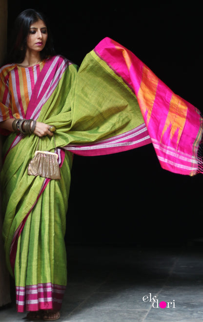 Buy Ilkal Cotton Silk Handloom Saree : Ilkal 'Humble Henna Saree'