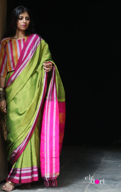 Buy Ilkal Cotton Silk Handloom Saree : Ilkal 'Humble Henna Saree'