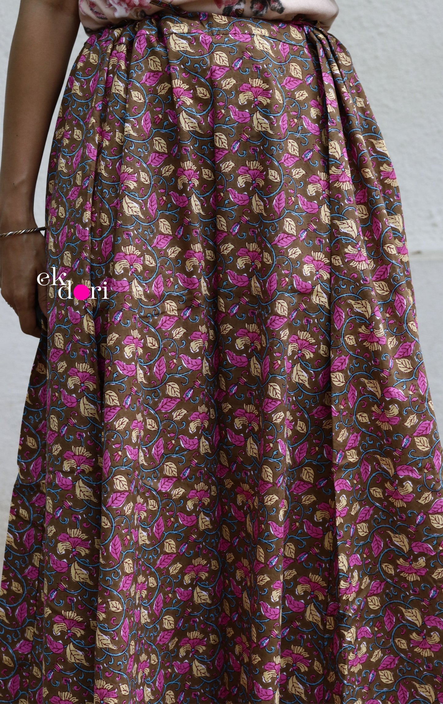 Nanis Printed Saree Petticoat : Autumn Leaves Cotton Petticoat Underskirt