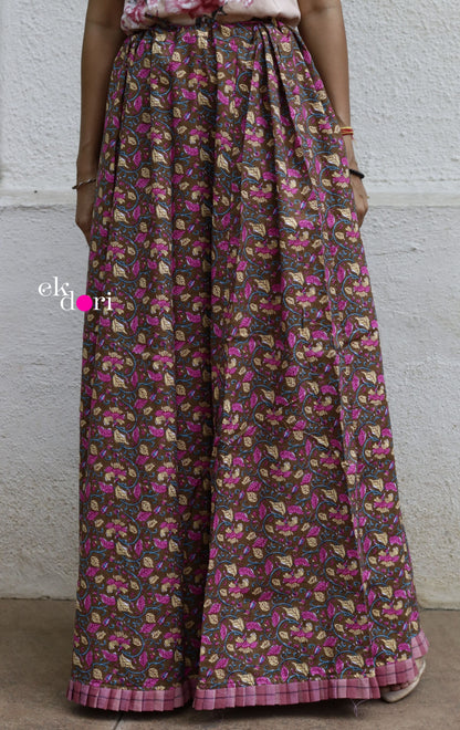 Nanis Printed Saree Petticoat : Autumn Leaves Cotton Petticoat Underskirt