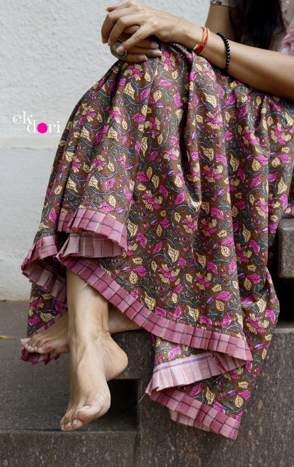 Nanis Printed Saree Petticoat : Autumn Leaves Cotton Petticoat Underskirt
