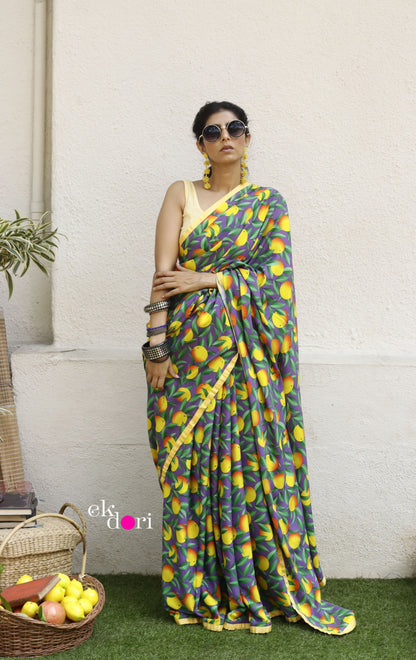 Lemon Saree : Fun Under The Sun Saree Collection : Fun Printed Sarees For Summer