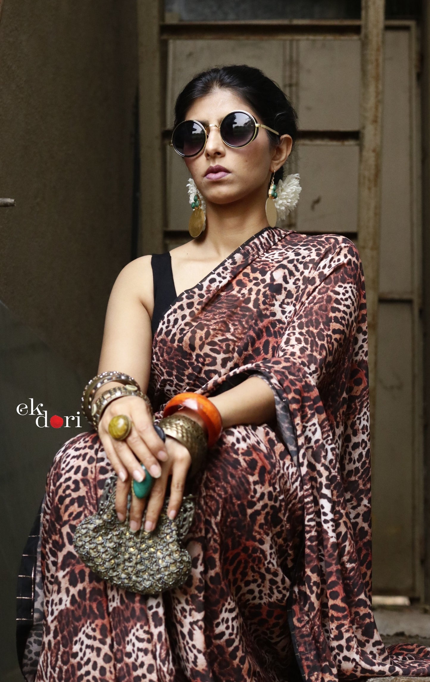 Queen Of The Jungle Georgette Saree : Statement Leopard Print Georgette Saree