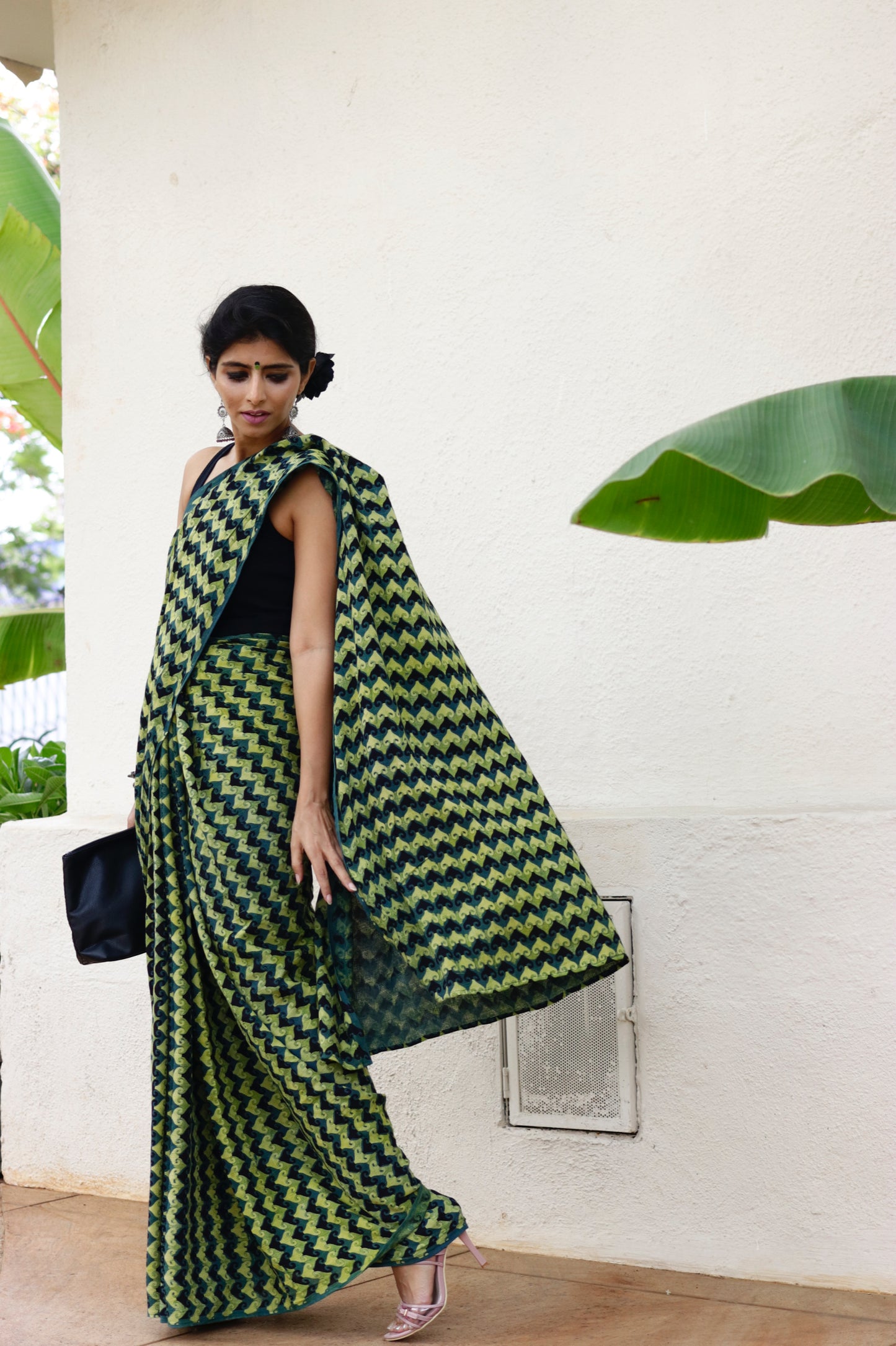 Cotton Saree Hand Printed Using Natural Dyes With Rich Textures : Maya Saree