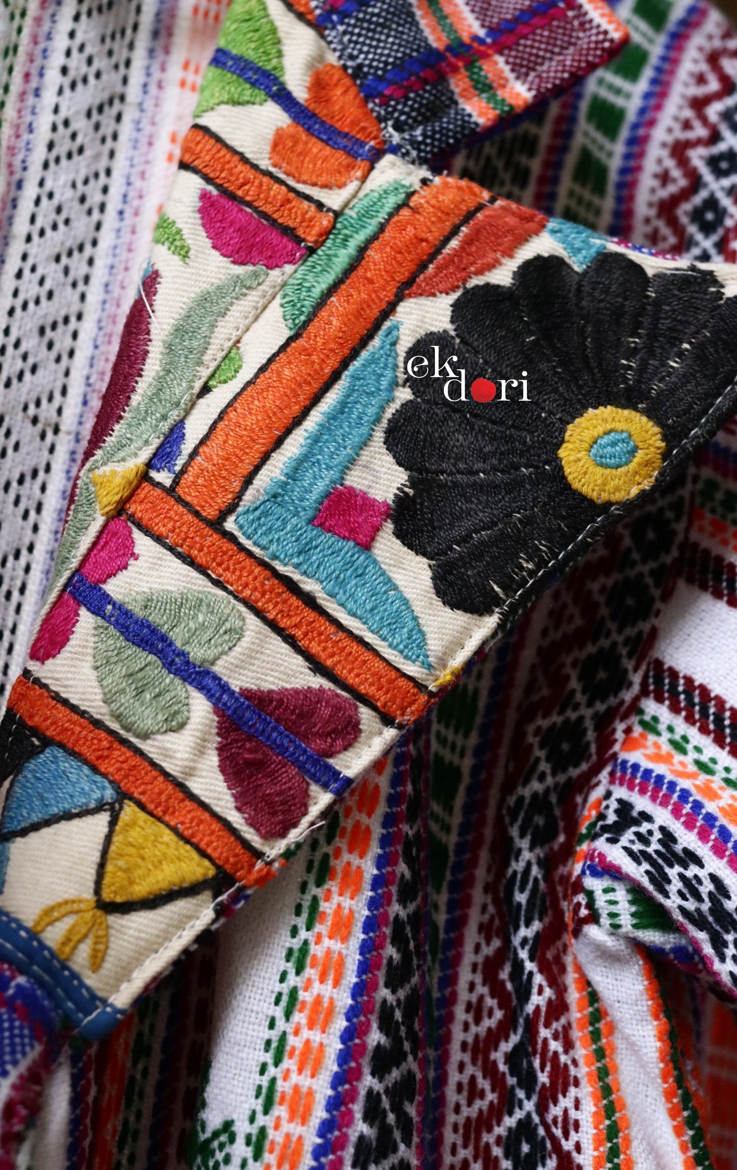 70's Child Tribal Shawl Jacket With Vintage Kutch Embroidery