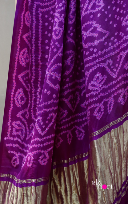 Buy Bandhani Designer Silk Saree Online : 'Pink Paradise' Silk Bandhani Hand Dyed Saree