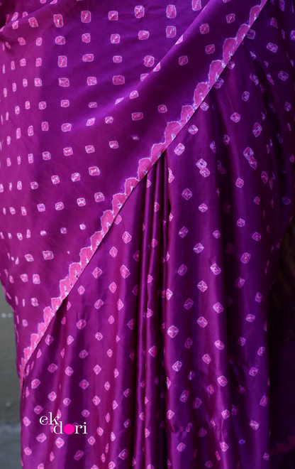 Buy Bandhani Designer Silk Saree Online : 'Pink Paradise' Silk Bandhani Hand Dyed Saree