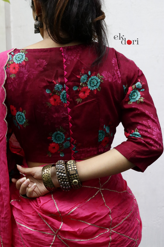 Rani Pink Saree Blouse : Buy Cotton Saree Blouse