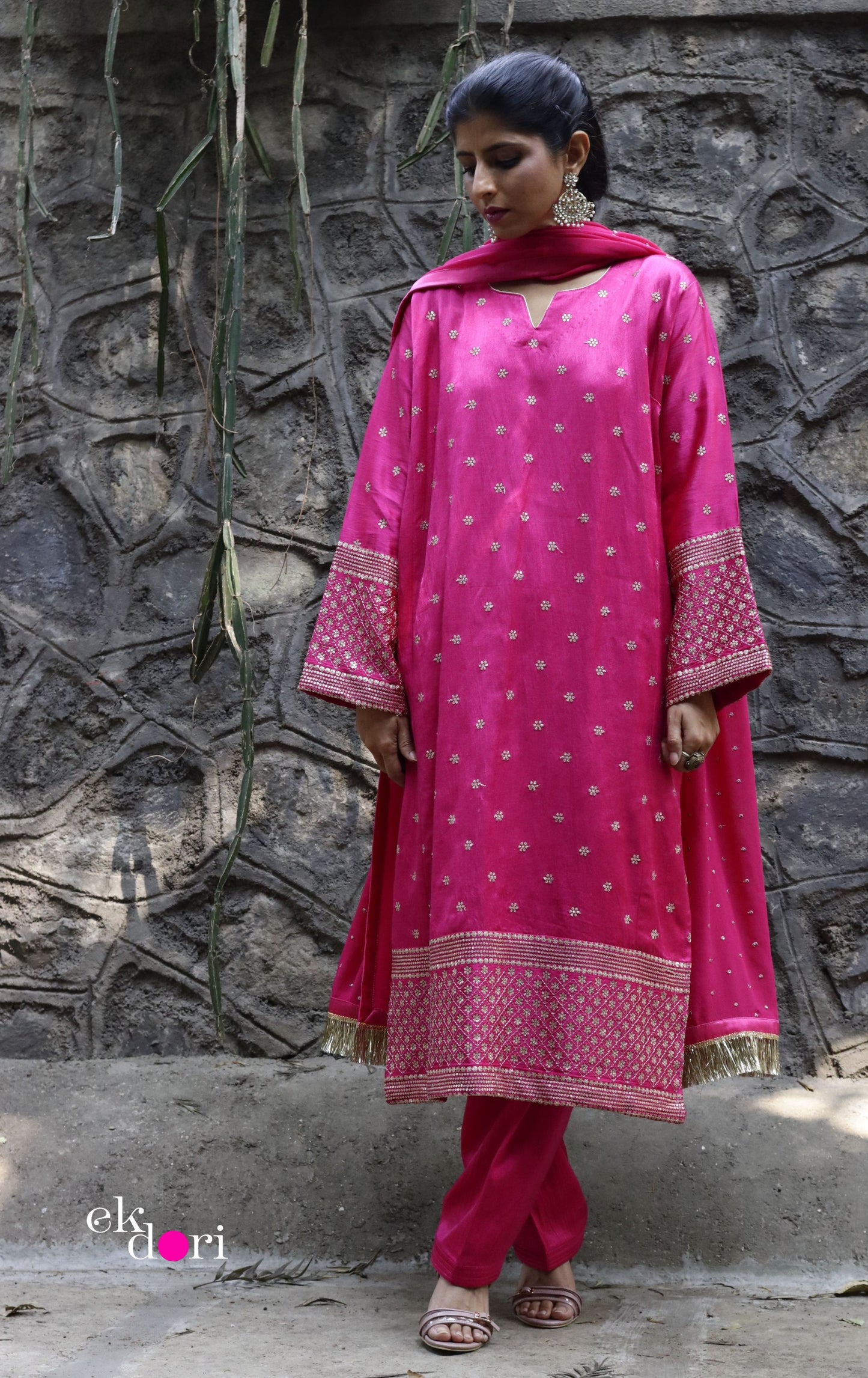 'Rooh Afza' Mashru Co-ord Set in Pink : Buy Salwaar Kurta Dupatta Festive Co-ord Set