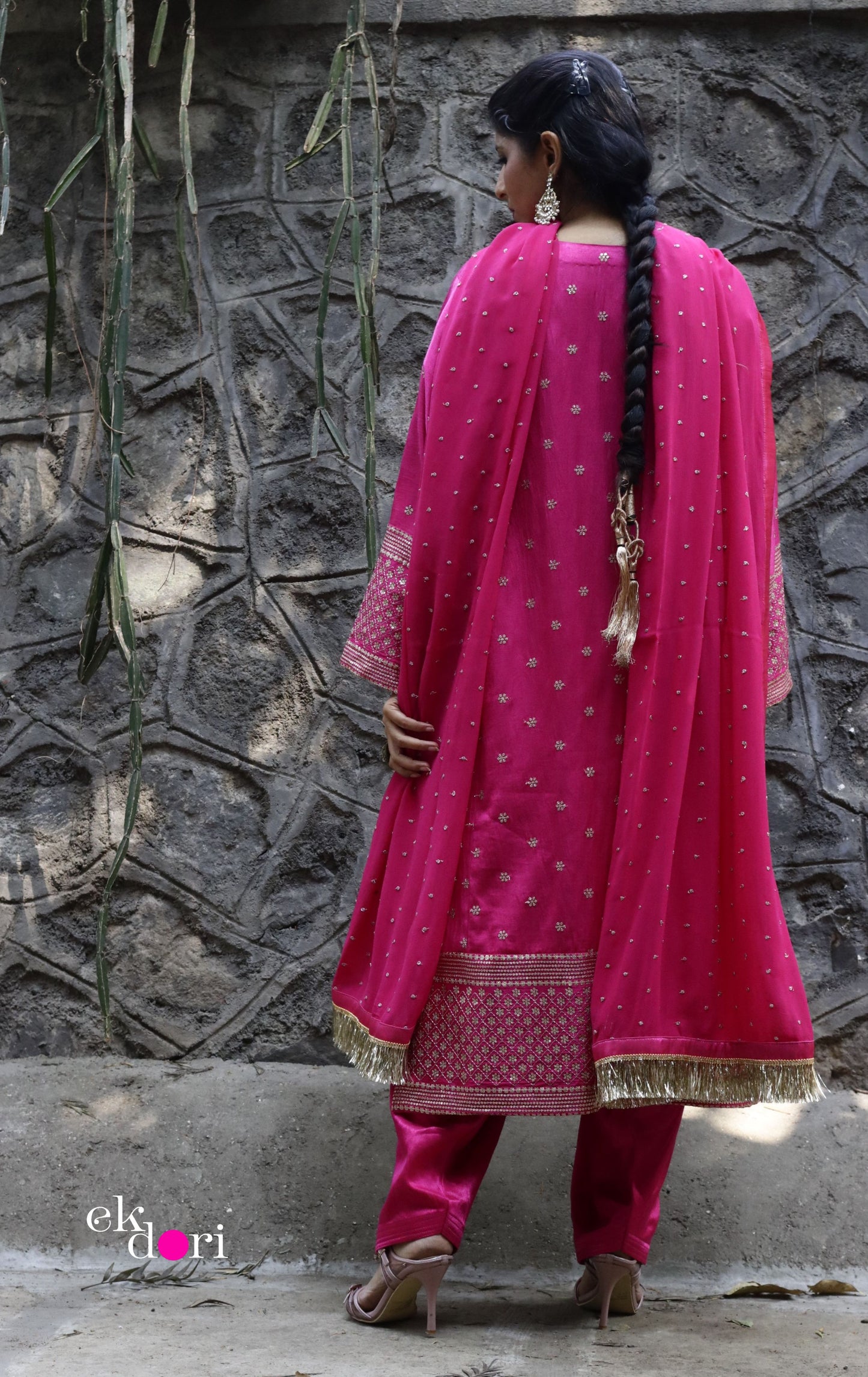 'Rooh Afza' Mashru Co-ord Set in Pink : Buy Salwaar Kurta Dupatta Festive Co-ord Set