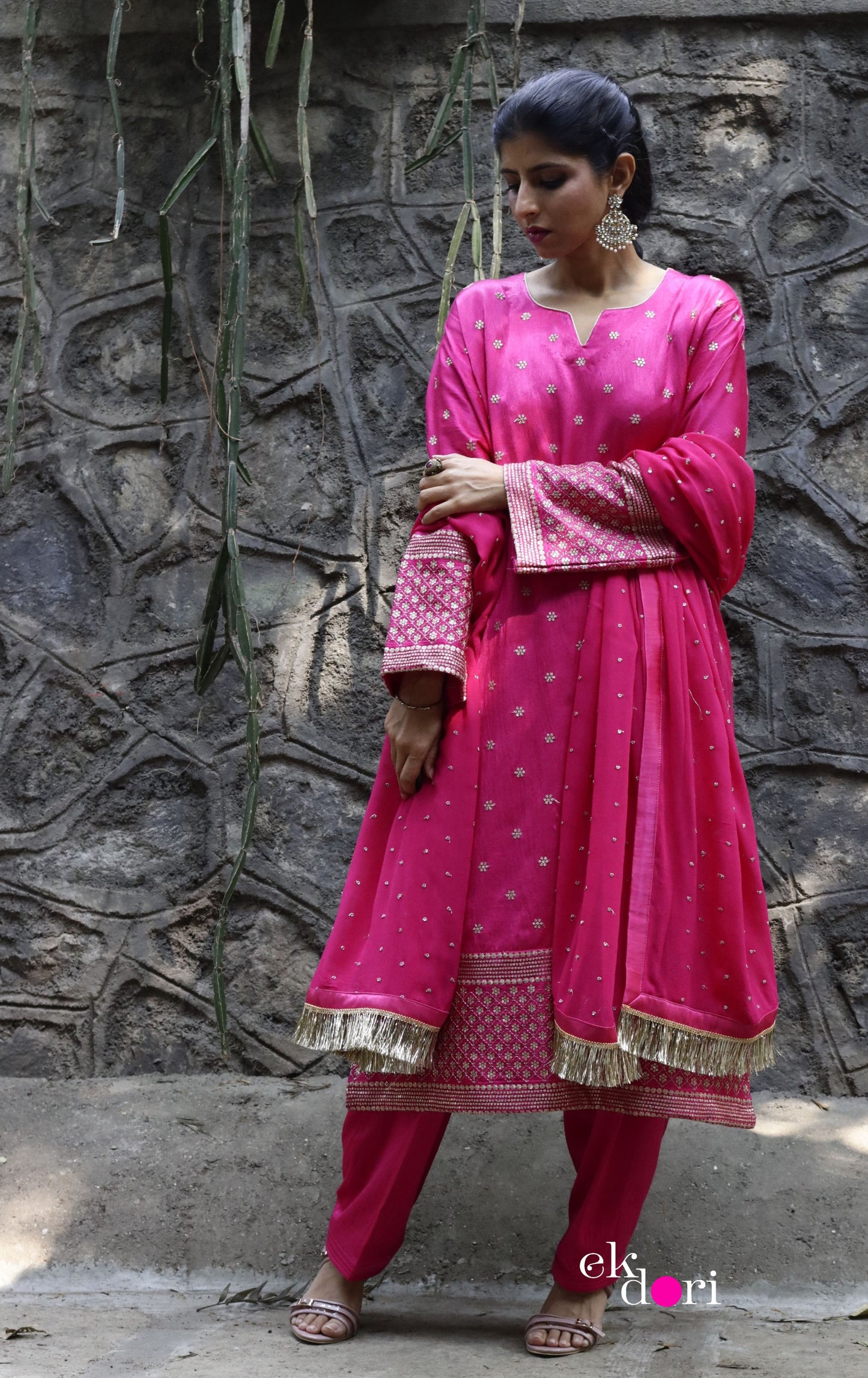 'Rooh Afza' Mashru Co-ord Set in Pink : Buy Salwaar Kurta Dupatta Festive Co-ord Set