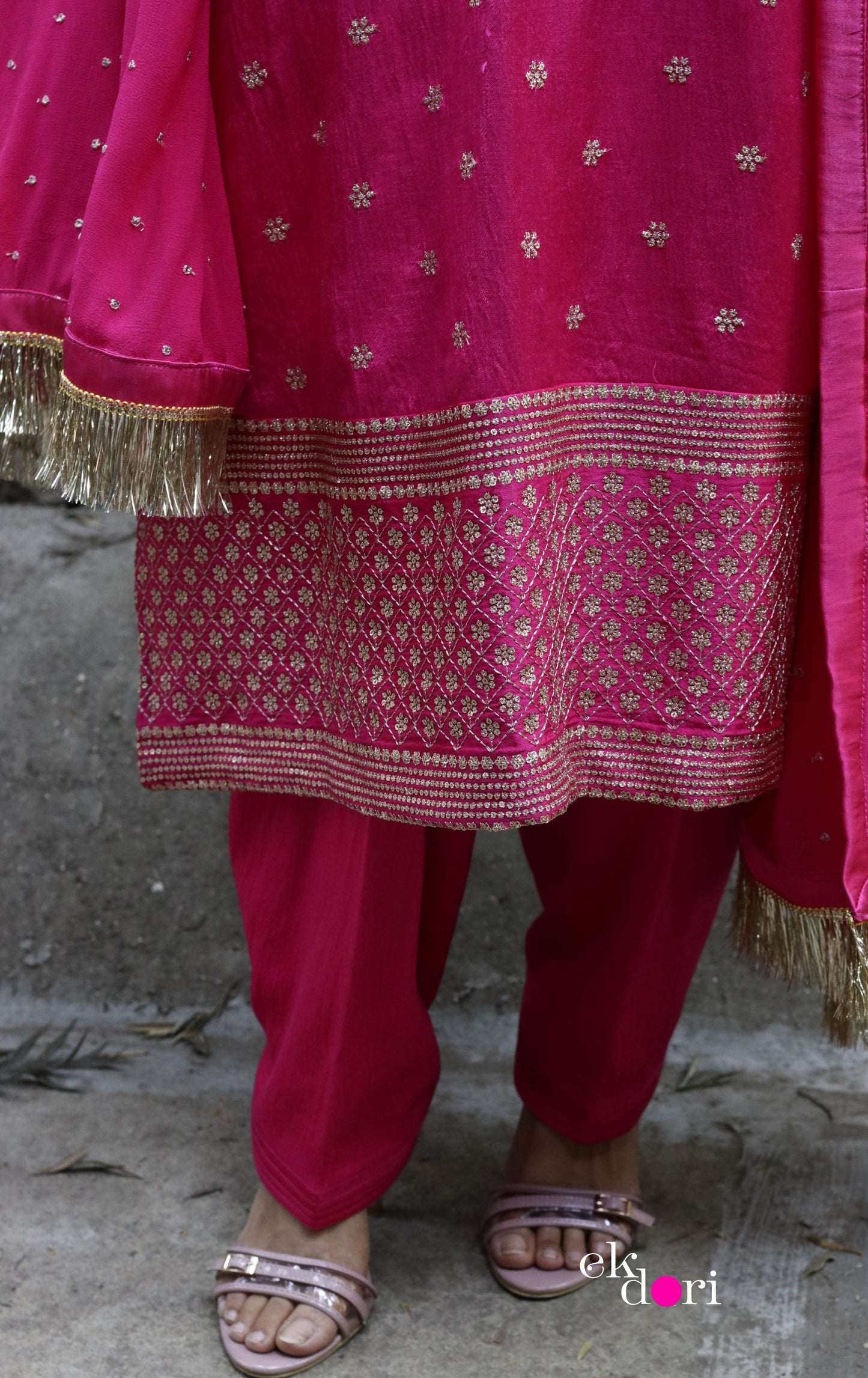 'Rooh Afza' Mashru Co-ord Set in Pink : Buy Salwaar Kurta Dupatta Festive Co-ord Set