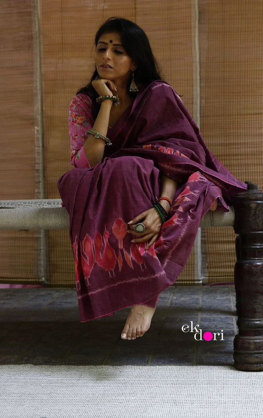 'Mor' Handloom Pochampally Ikat Saree : Workwear Saree Handloom Pochampally Ikat Saree