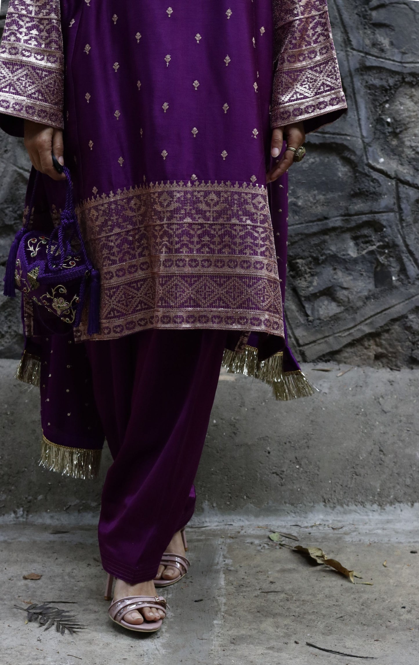 'Jamun Sherbat' Mashru Co-ord Set in Purple : Buy Salwaar Kurta Dupatta Festive Co-ord Set