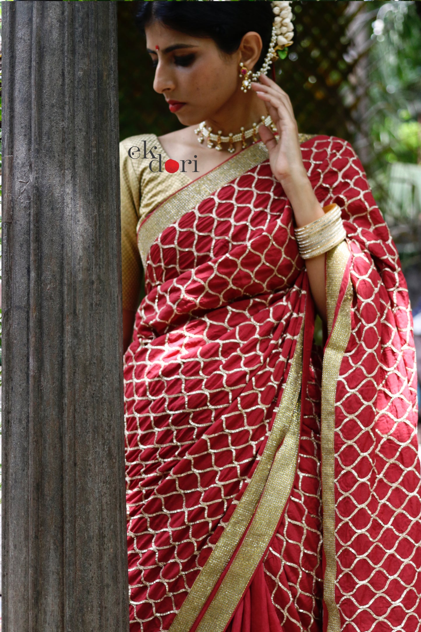 Gota Festive Saree Online : 'Devi' Red Festive Gota Saree
