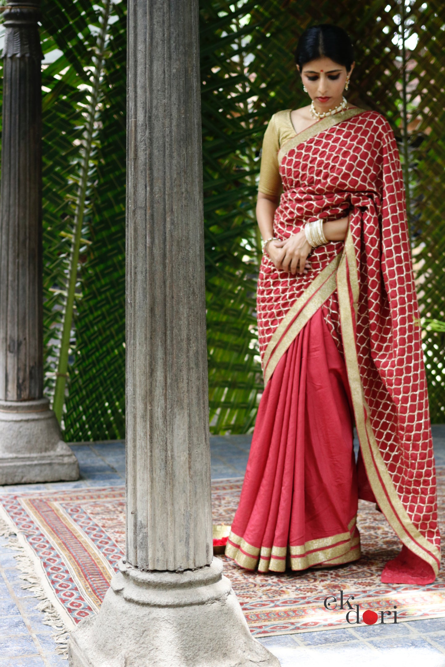 Gota Festive Saree Online : 'Devi' Red Festive Gota Saree