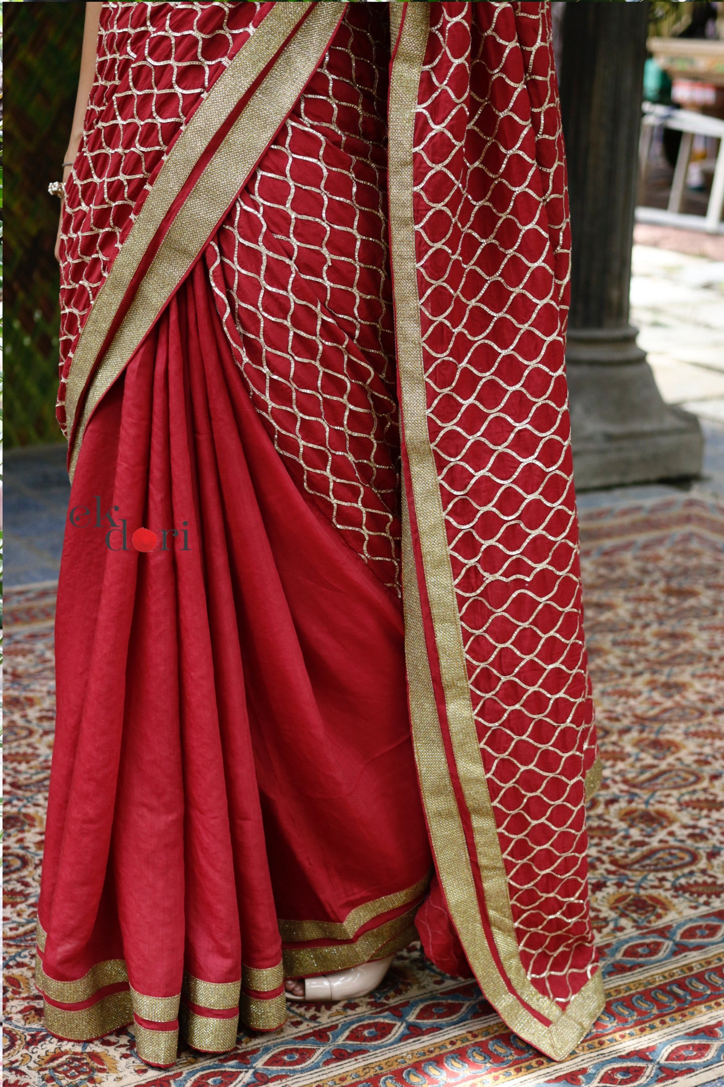 Gota Festive Saree Online : 'Devi' Red Festive Gota Saree