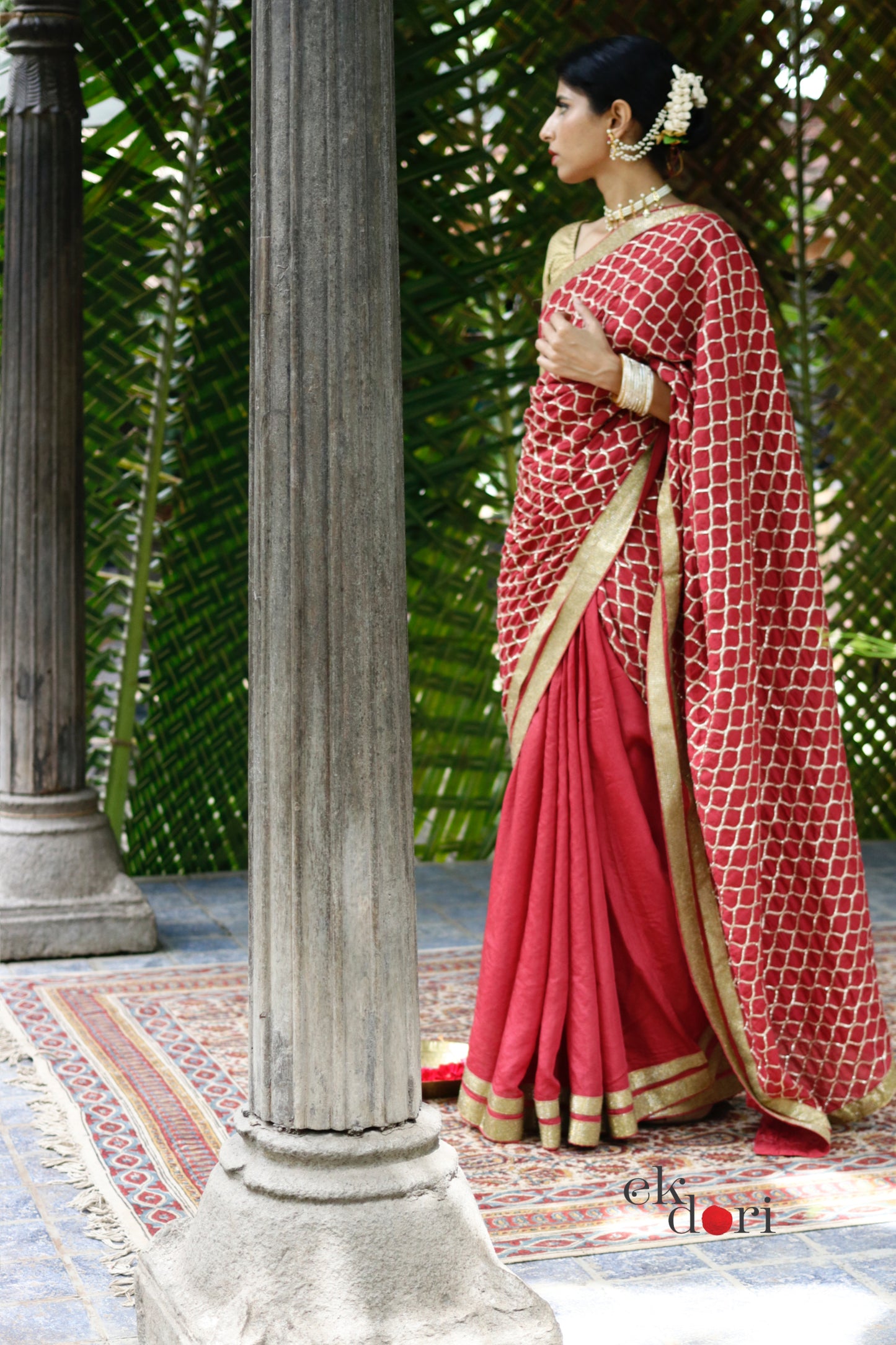 Gota Festive Saree Online : 'Devi' Red Festive Gota Saree