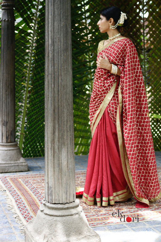 Gota Festive Saree Online : 'Devi' Red Festive Gota Saree