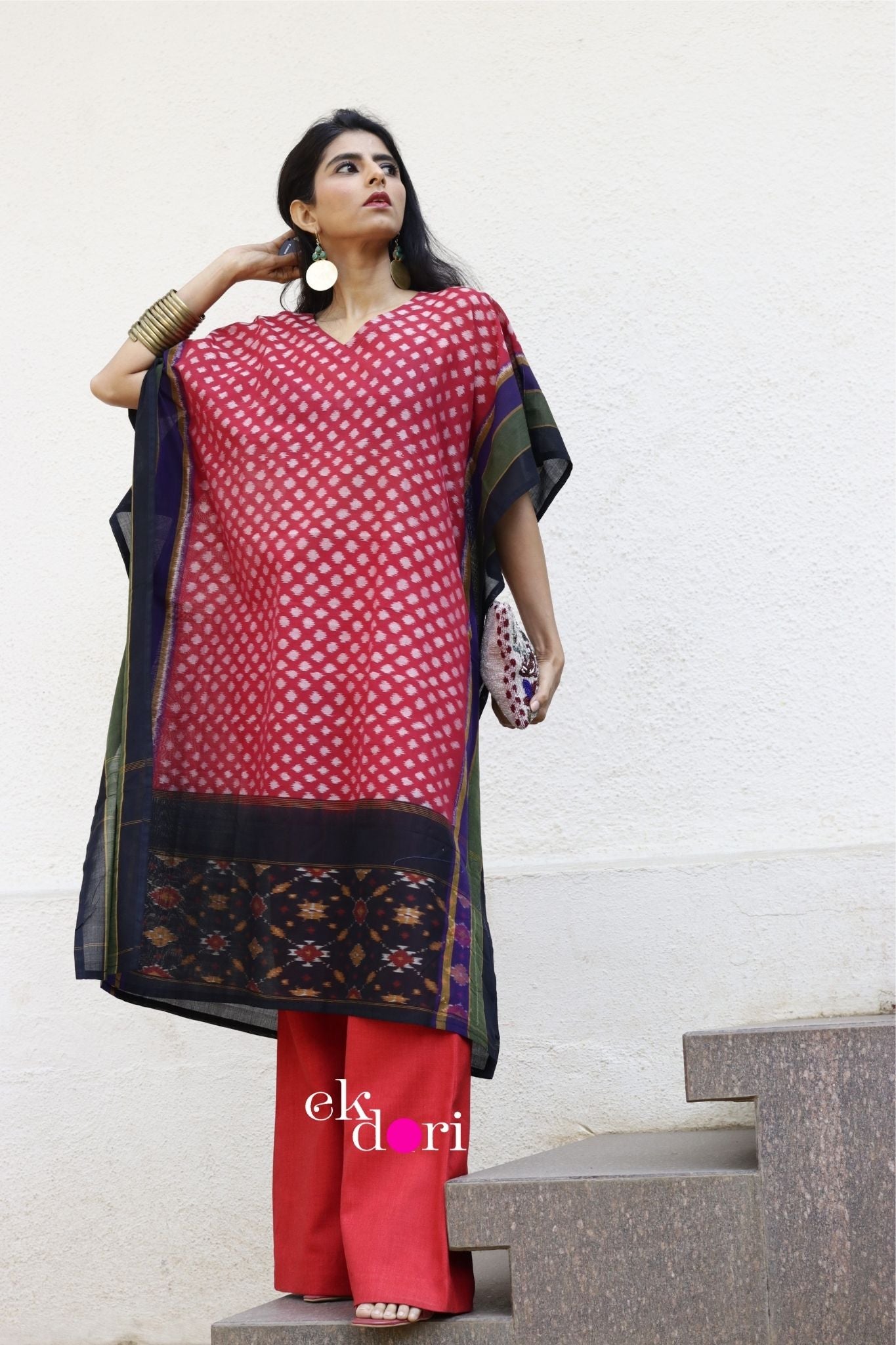 'Sunset Dreams' Handloom Ikat Kaftan Kurta Dress