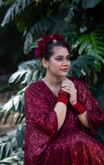 Glowing Embers : Festive Sequin Kaftan Dress