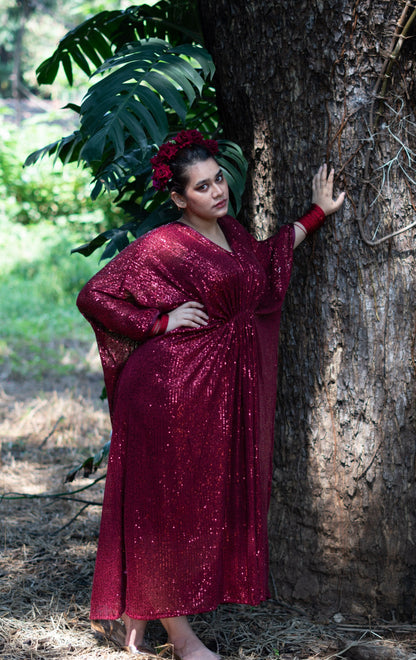 Glowing Embers : Festive Sequin Kaftan Dress