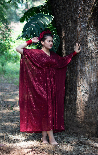 Glowing Embers : Festive Sequin Kaftan Dress