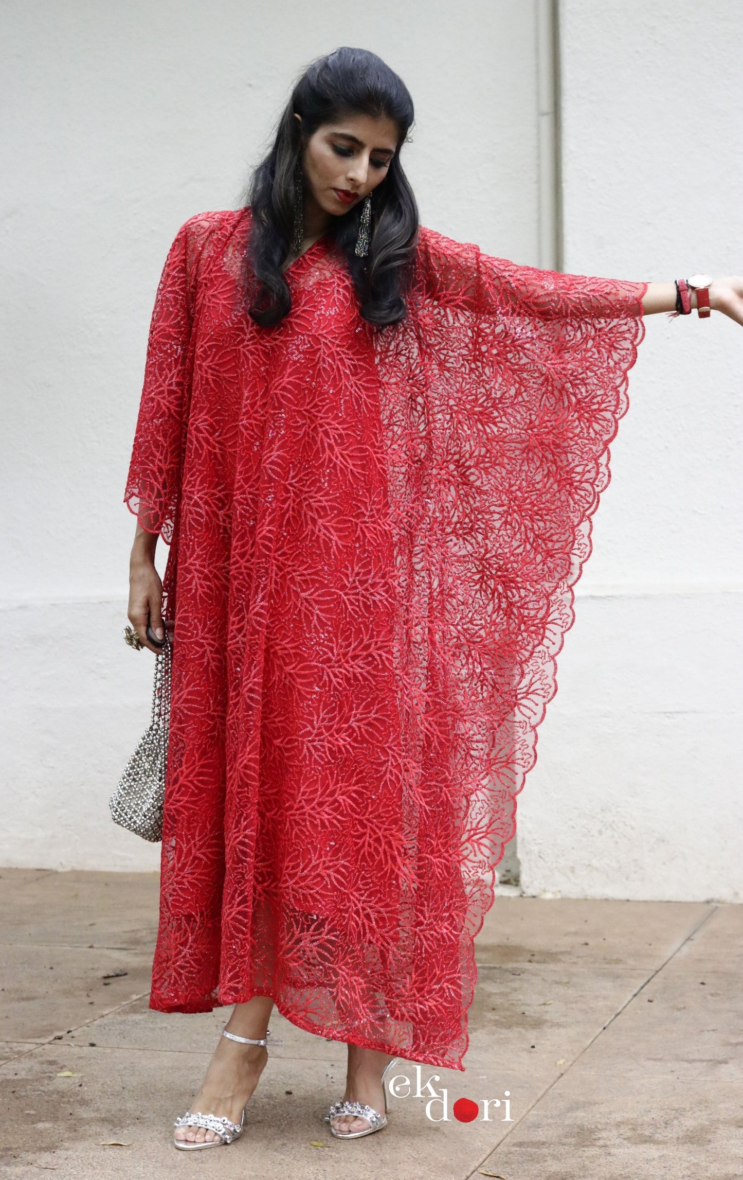 Malti Kaftan Dress : Festive Sequin Net Kaftan Kurta Dress