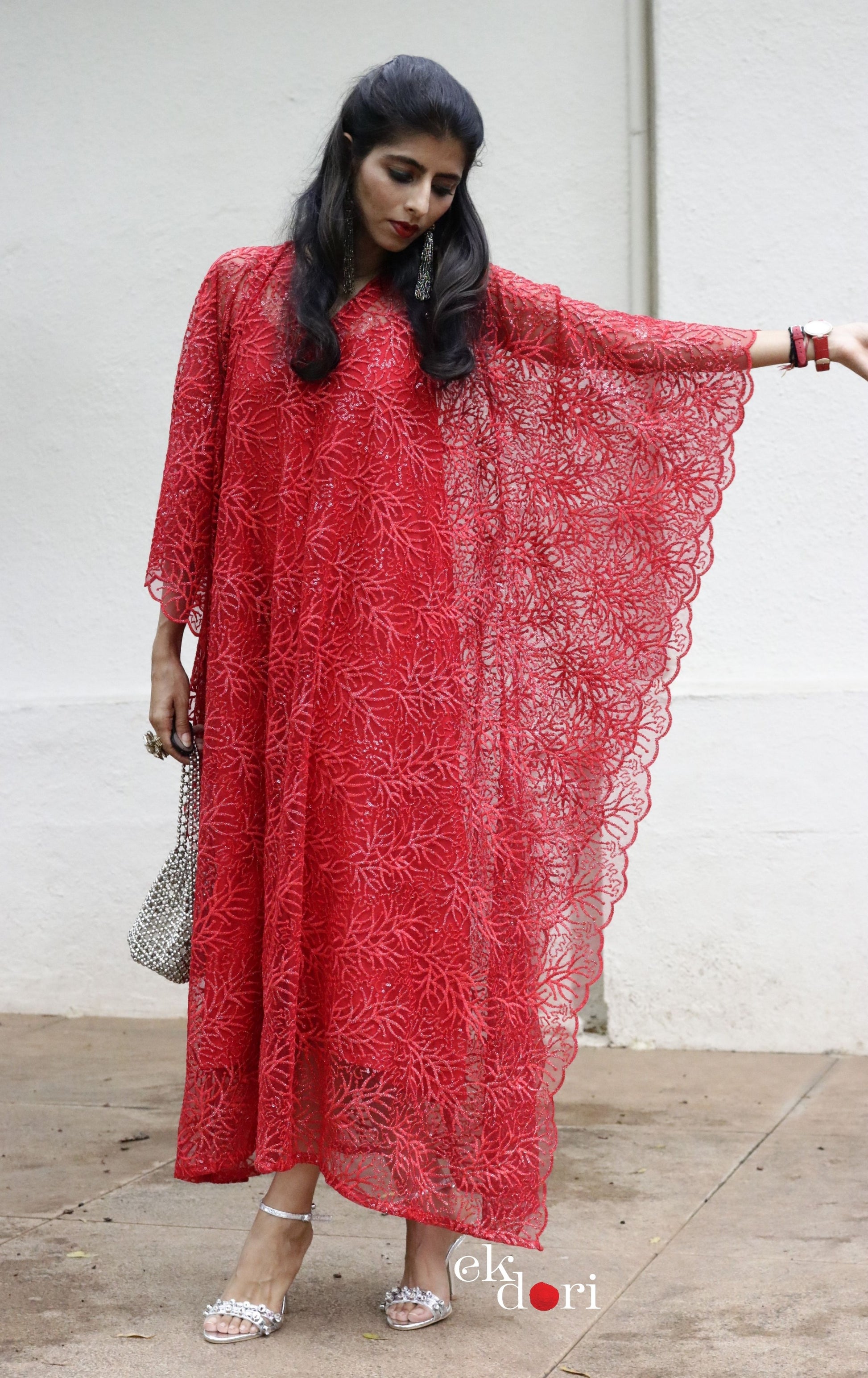 Malti Kaftan Dress : Festive Sequin Net Kaftan Kurta Dress – Ek Dori
