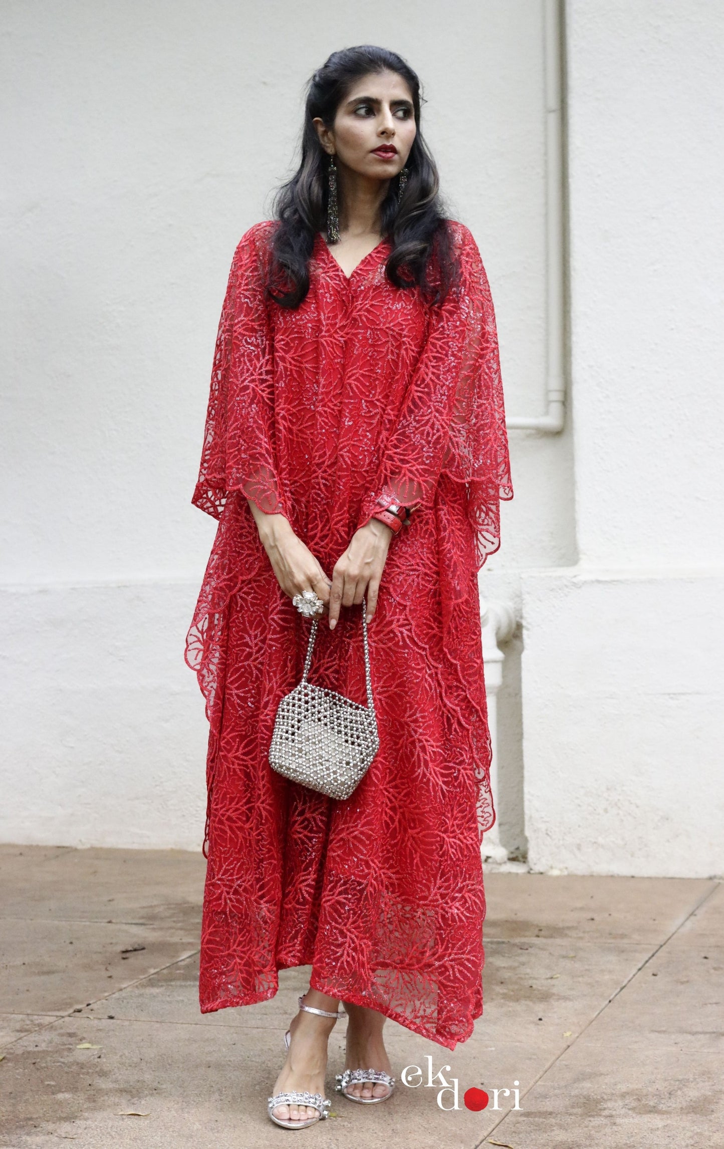 Malti Kaftan Dress : Festive Sequin Net Kaftan Kurta Dress