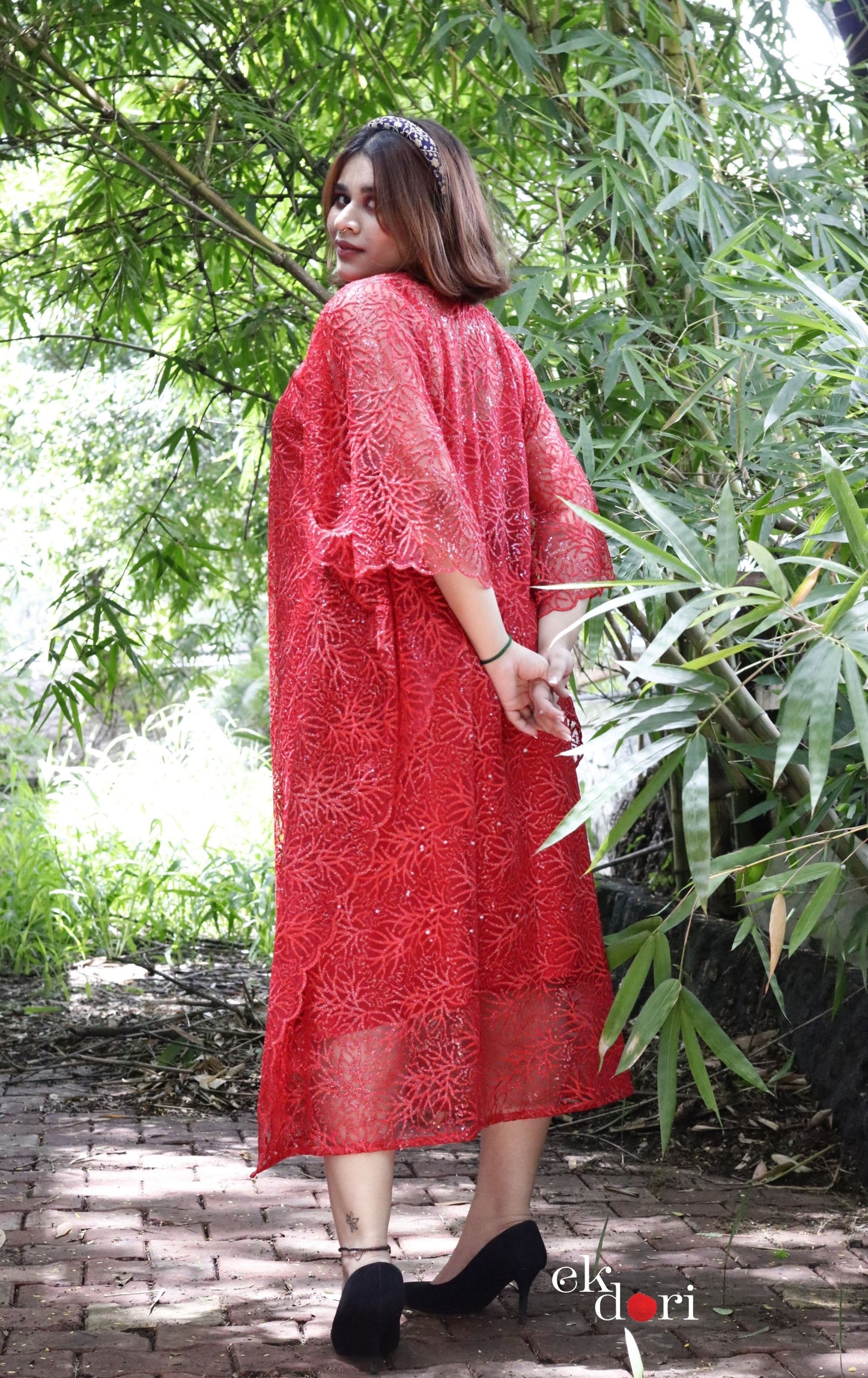 Malti Kaftan Dress : Festive Sequin Net Kaftan Kurta Dress