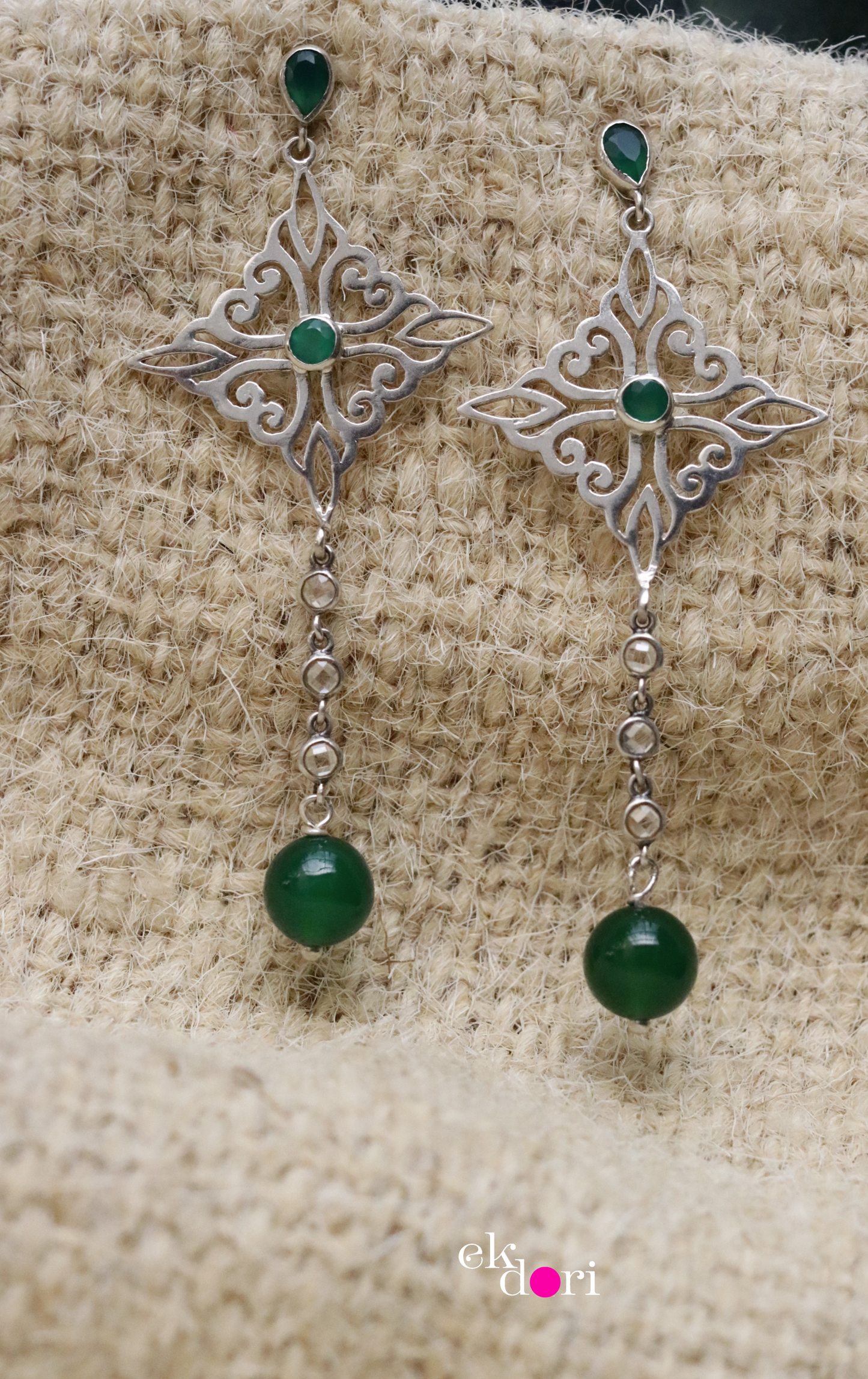 The Jade Silver Statement Earrings : Statement Silver Jewellery