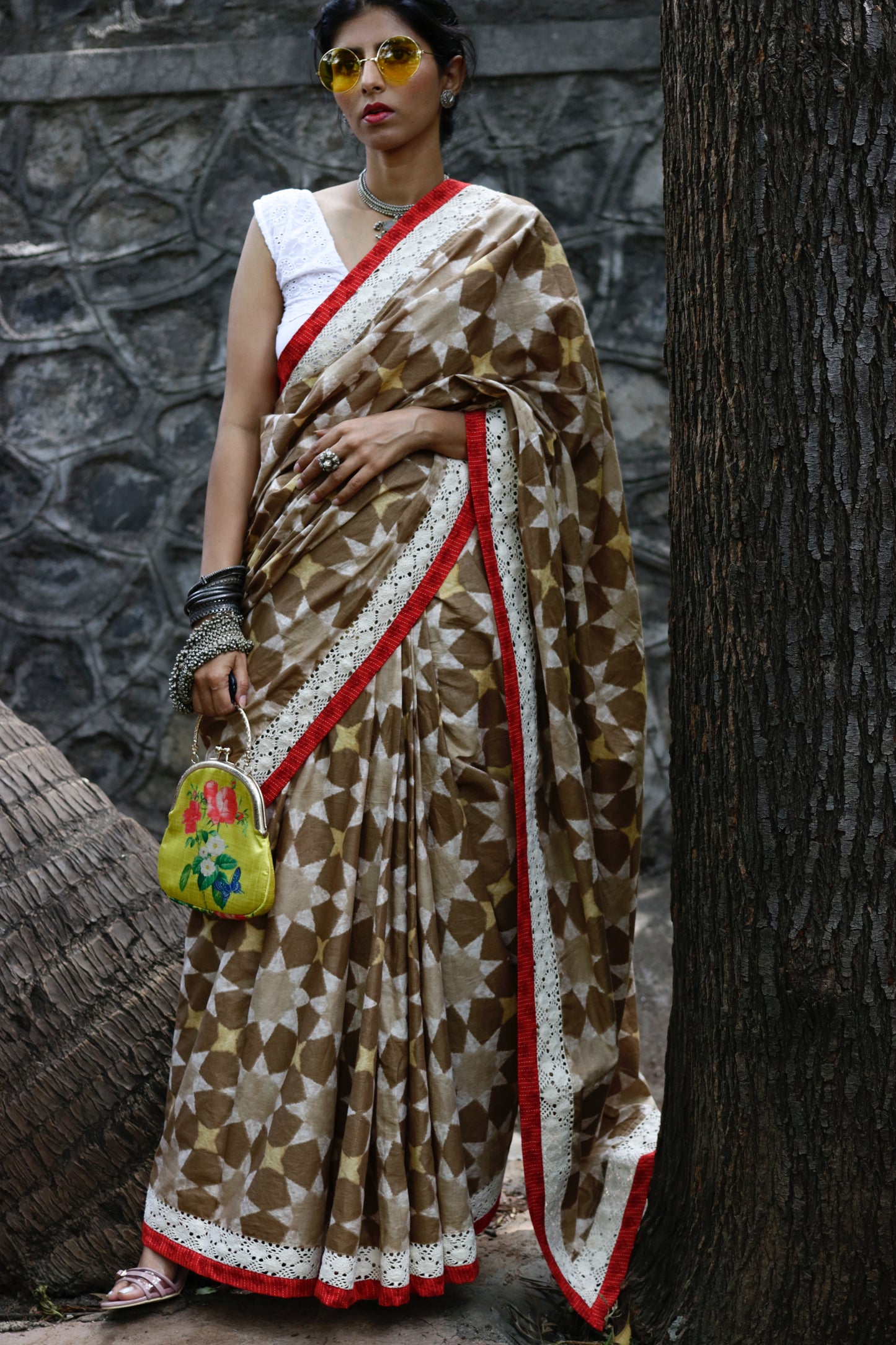 Cotton Saree Hand Printed Using Natural Dyes With Rich Textures : Taara Saree