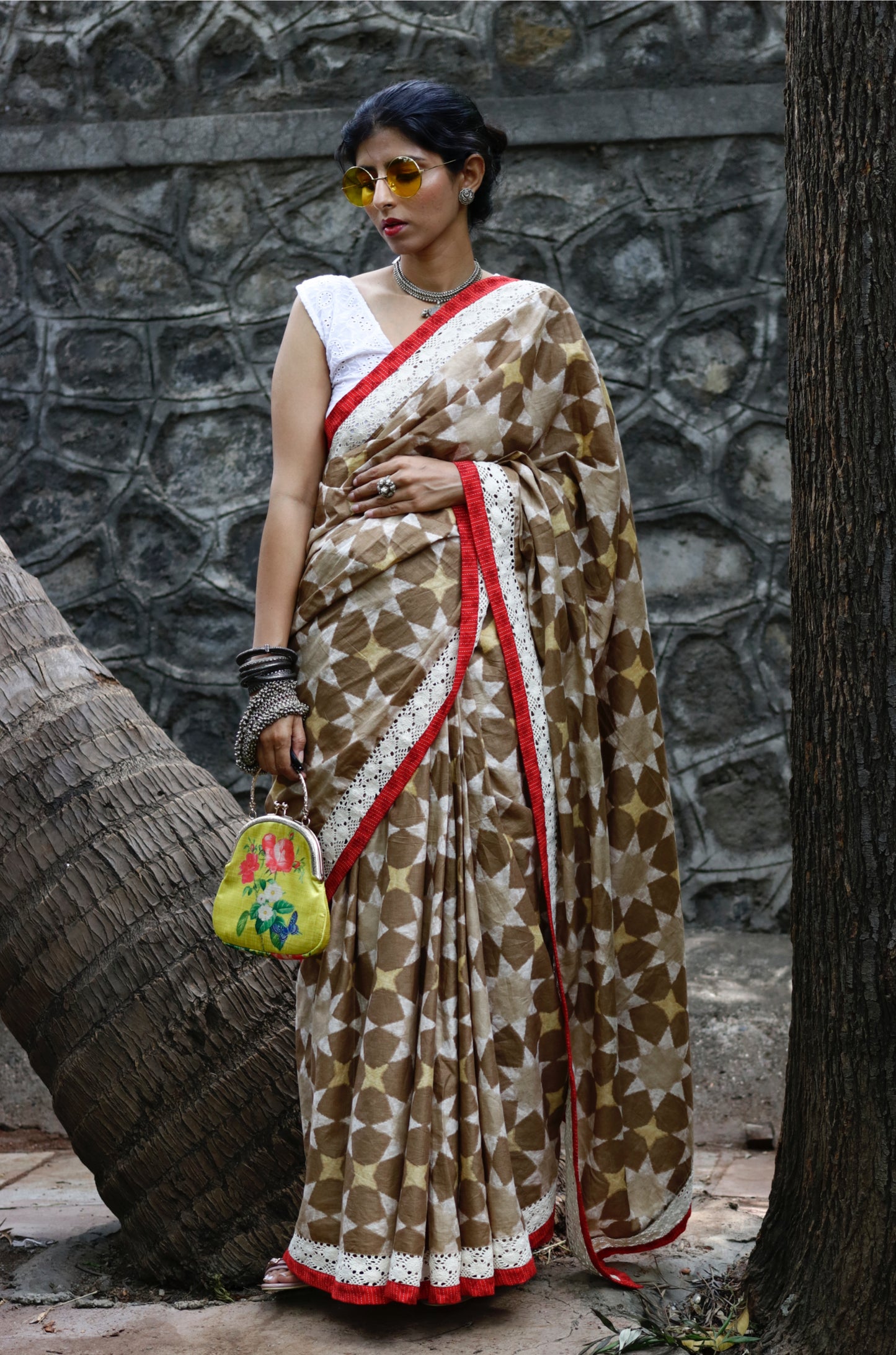 Cotton Saree Hand Printed Using Natural Dyes With Rich Textures : Taara Saree