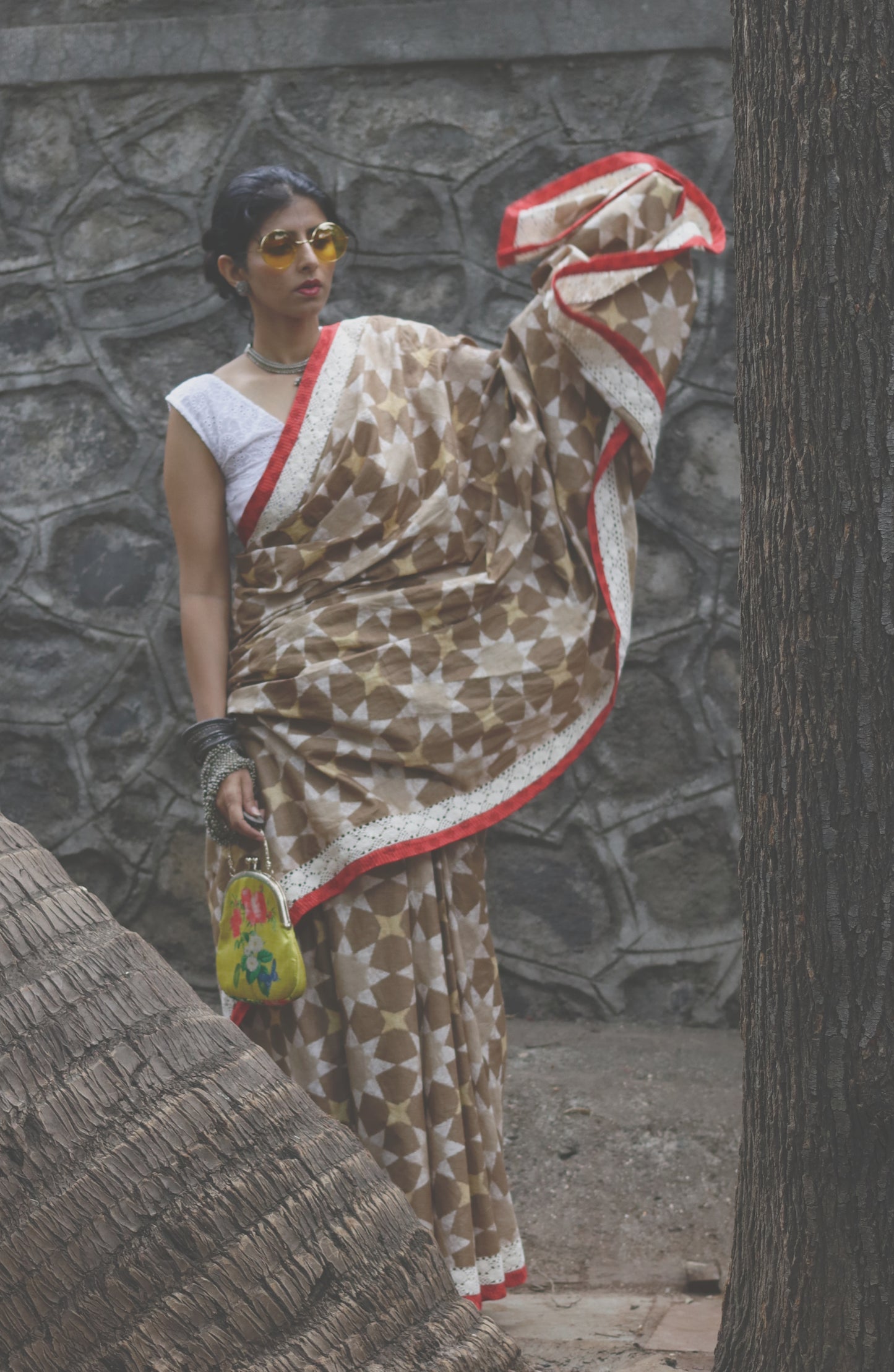 Cotton Saree Hand Printed Using Natural Dyes With Rich Textures : Taara Saree