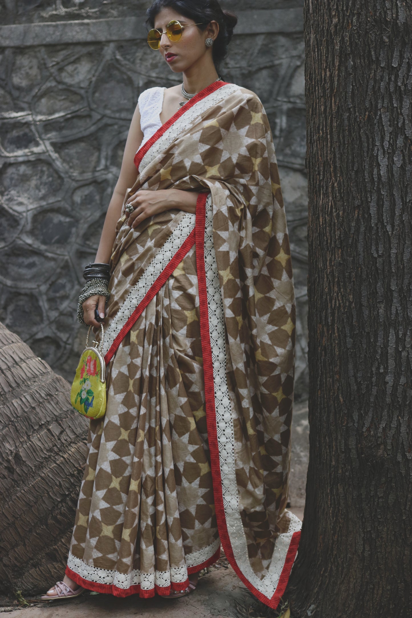 Cotton Saree Hand Printed Using Natural Dyes With Rich Textures : Taara Saree