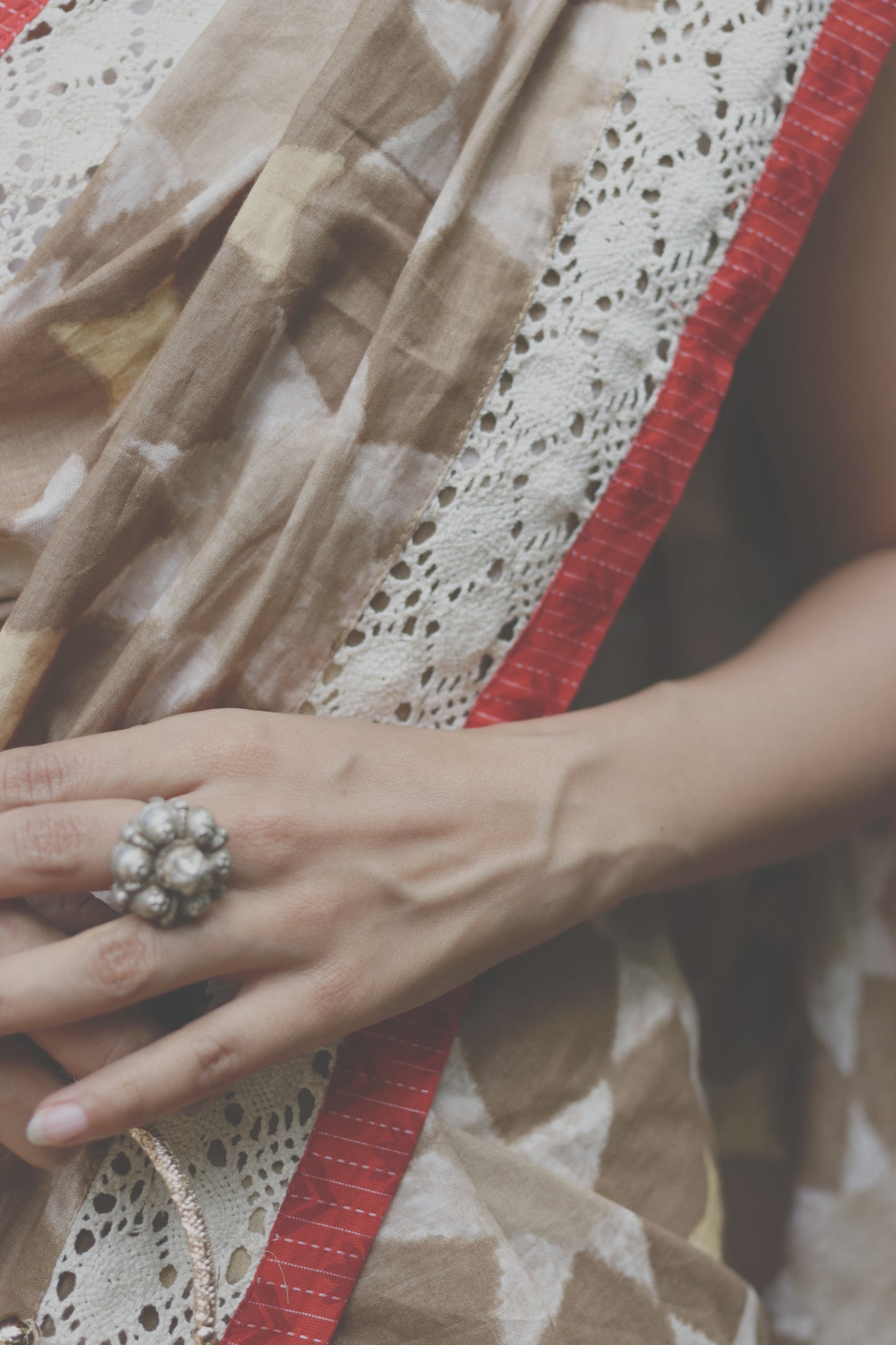 Cotton Saree Hand Printed Using Natural Dyes With Rich Textures : Taara Saree