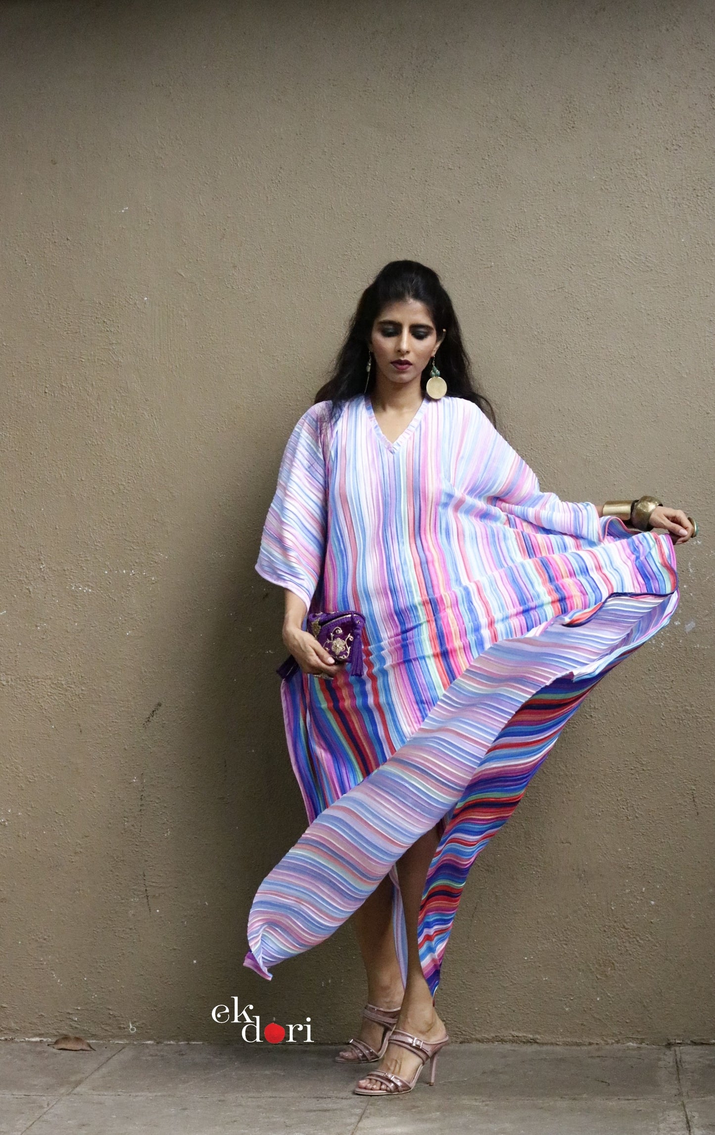 Unicorn Dust Micropleated Kaftan Dress : Statement Micropleated Kaftan Kurta Dress