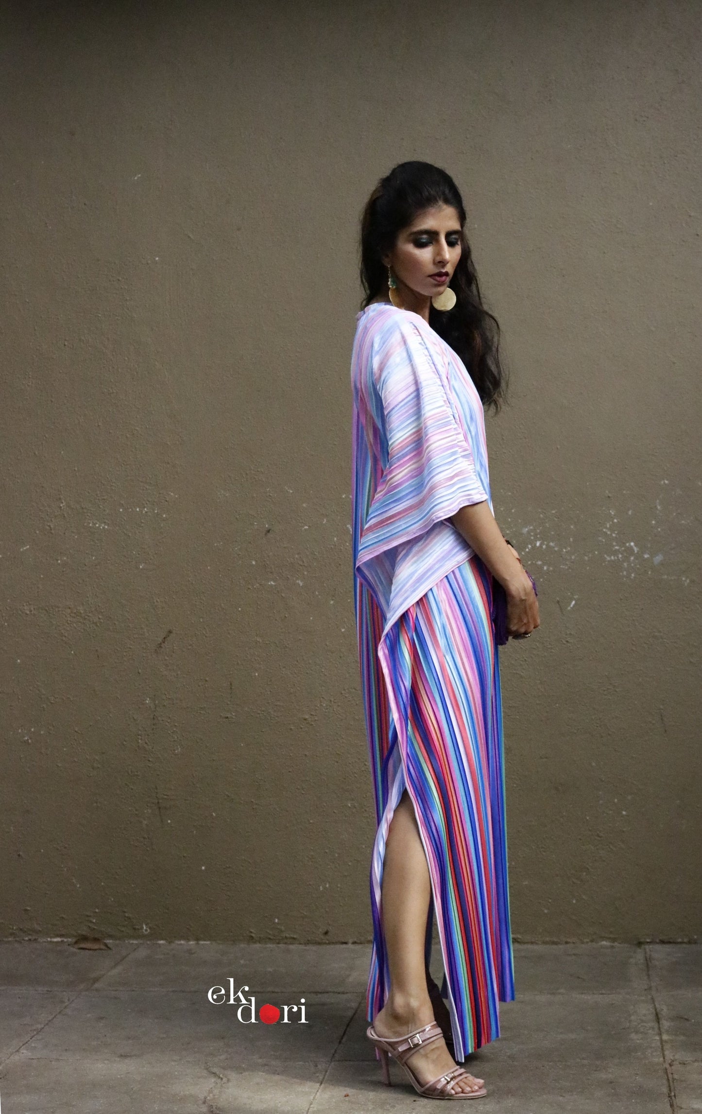 Unicorn Dust Micropleated Kaftan Dress : Statement Micropleated Kaftan Kurta Dress